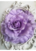 Красива сатенена роза за коса или тоалет цвят светло лилаво